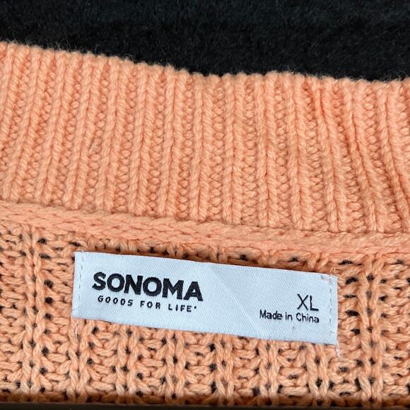 Sonoma Womens Sweater Orange V Neck Button Up Knit Cardigan Long Sleeve XL - Picture 6 of 12